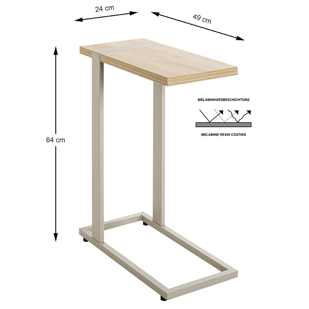 Senatobia Wooden End Table With Grey Frame In Oak