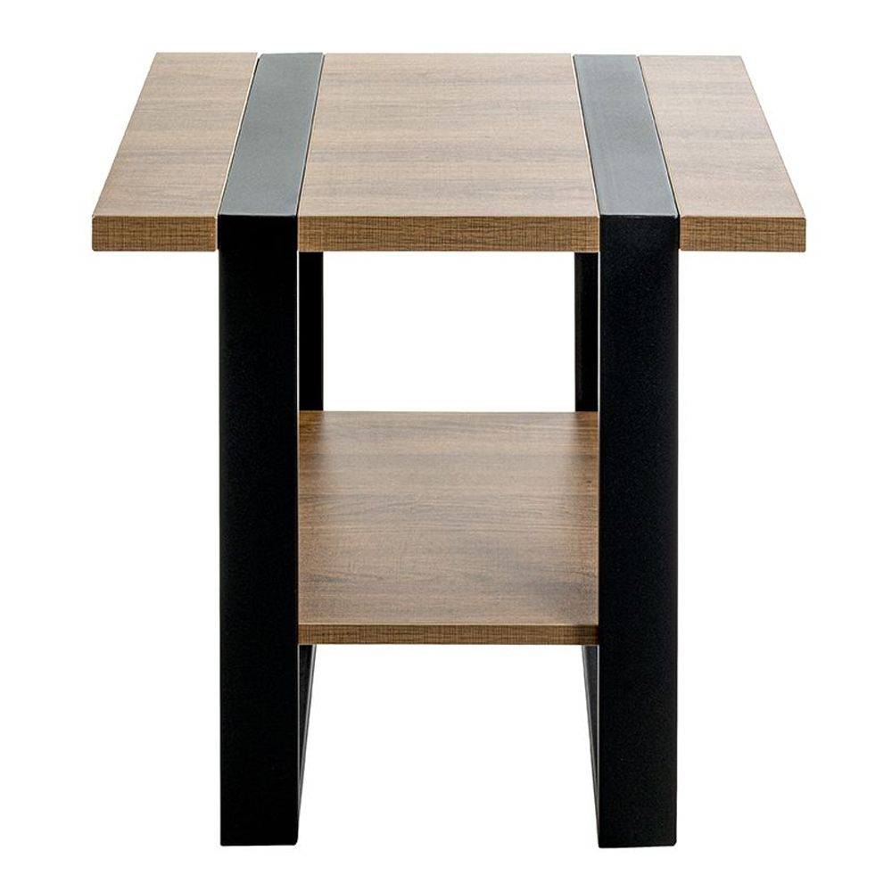 Senatobia Wooden Square End Table With Black Frame In Natural
