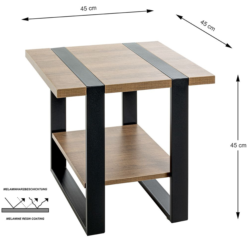 Senatobia Wooden Square End Table With Black Frame In Natural