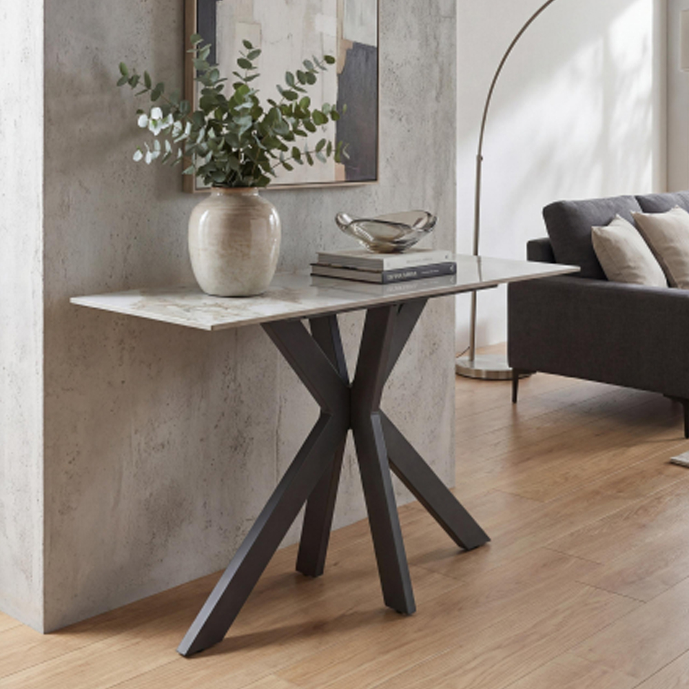Sendai Ceramic Console Table in White