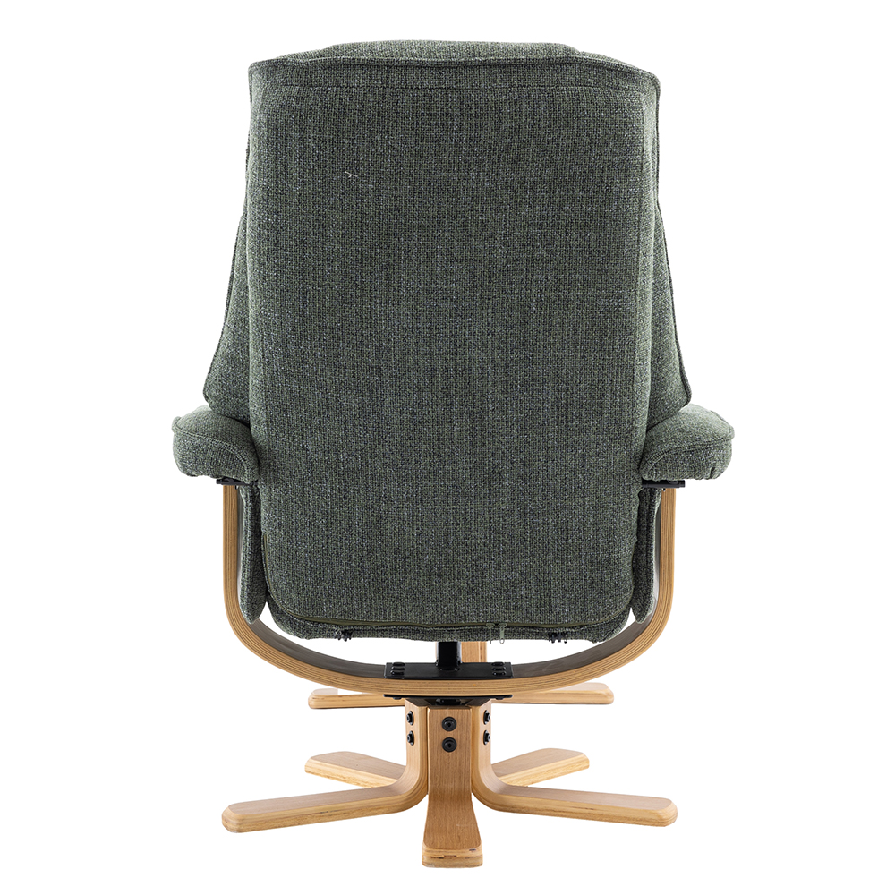 Seneca Fabric Recliner Chair With Stool In Fern And Oak