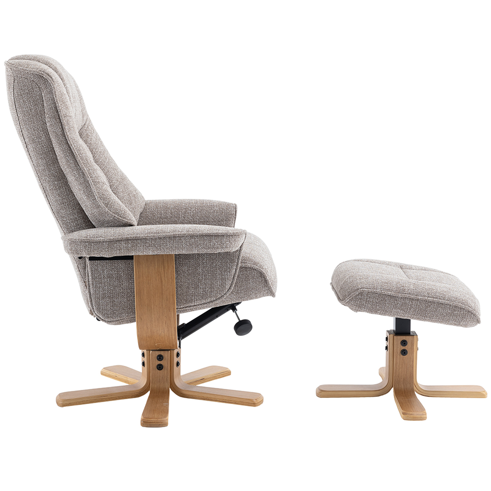 Seneca Fabric Recliner Chair With Stool In Oat And Oak