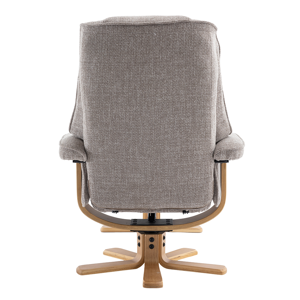 Seneca Fabric Recliner Chair With Stool In Oat And Oak