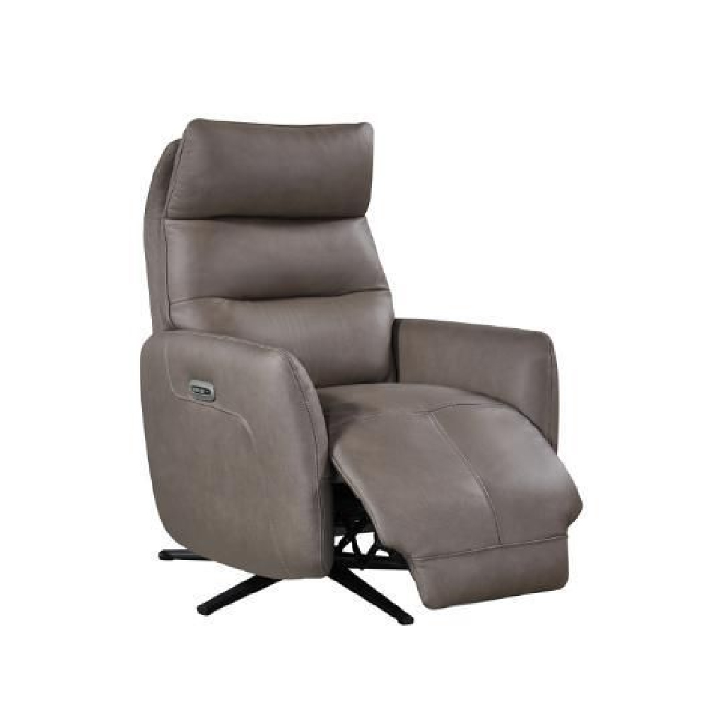Seneca Leather Electric Recliner Chair In Dark Taupe