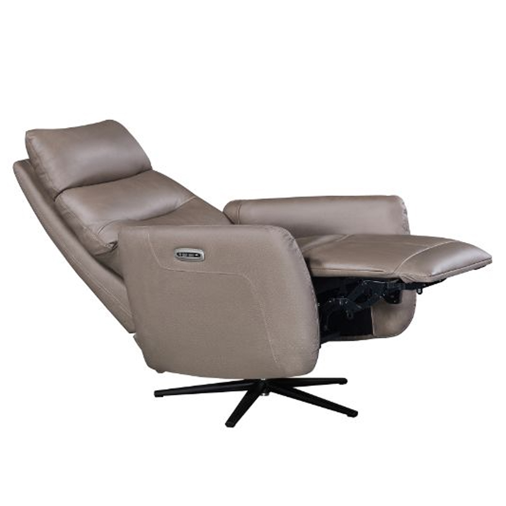 Seneca Leather Lift Electric Recliner Chair In Dark Taupe