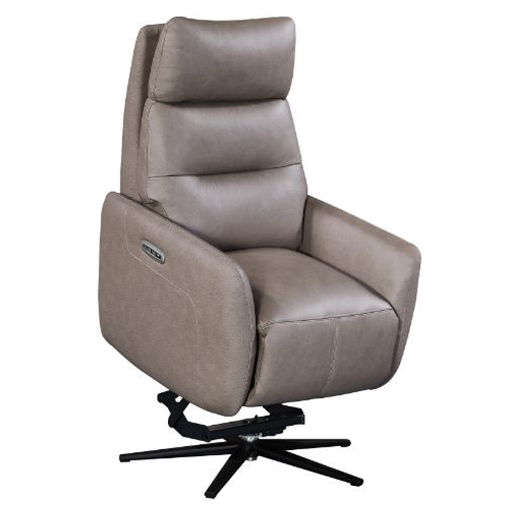 Seneca Leather Lift Electric Recliner Chair In Dark Taupe