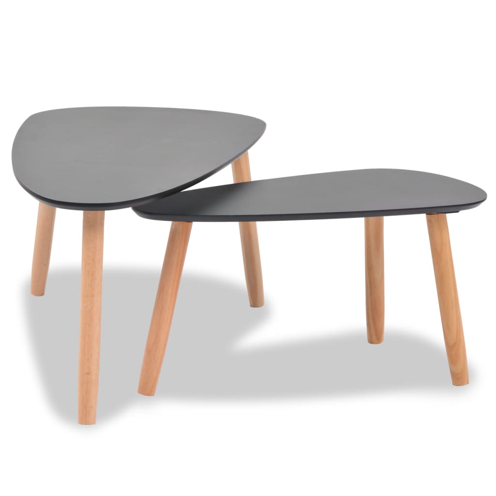Senen Wooden Set Of 2 Coffee Tables In Black
