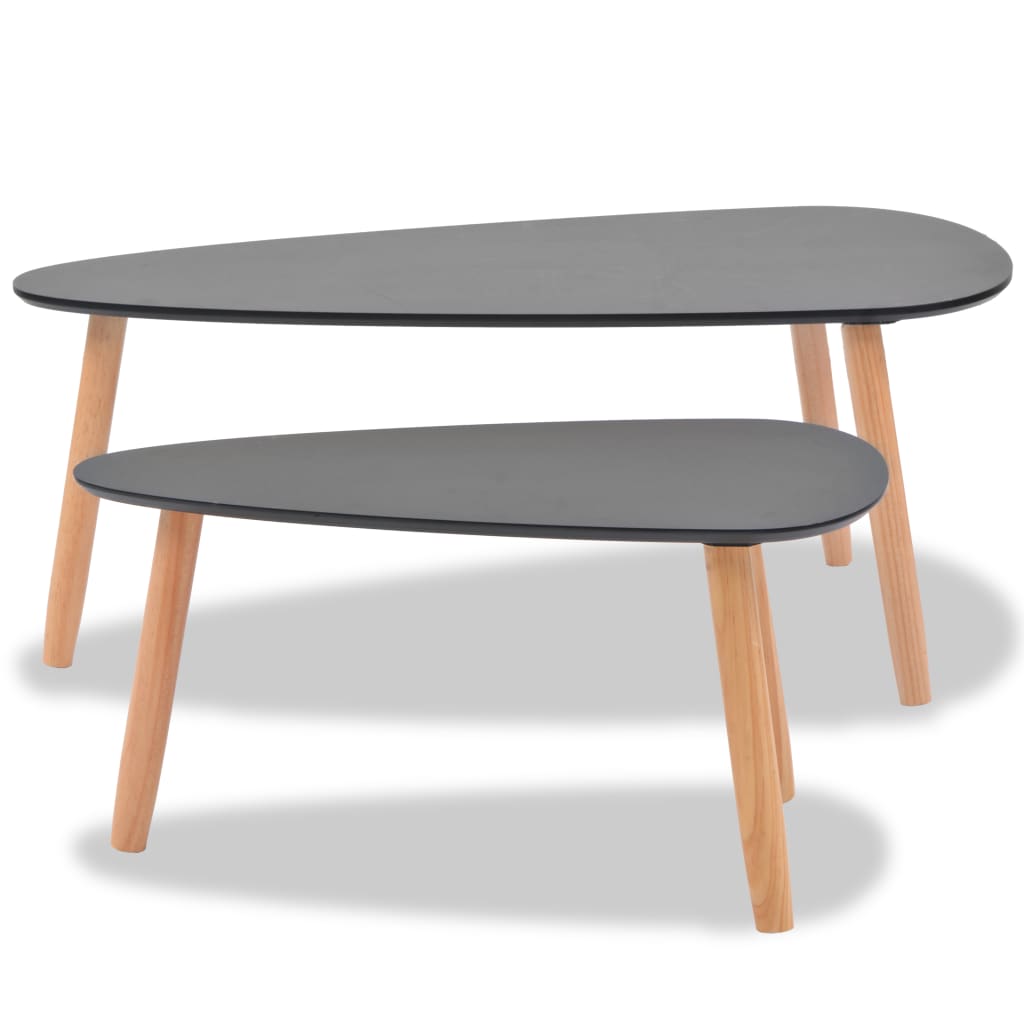 Senen Wooden Set Of 2 Coffee Tables In Black