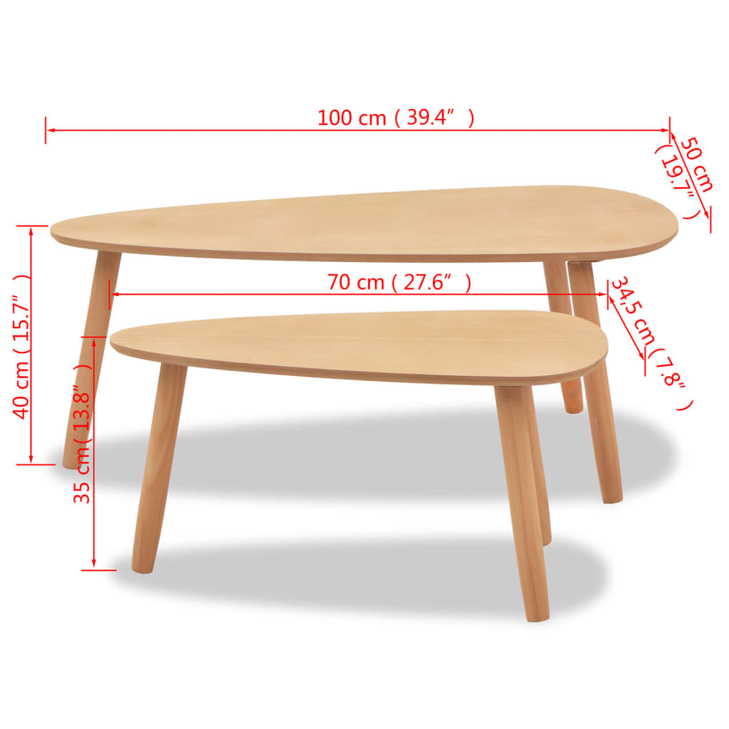 Senen Wooden Set Of 2 Coffee Tables In Brown