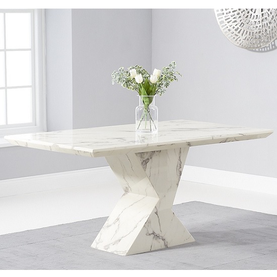 Senna Marble Dining Table Rectangular In White And High Gloss Furniture in Fashion