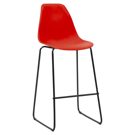 Senna Natural Wooden Bar Table With 4 Red Plastic Chairs_3
