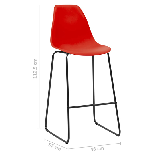 Senna Natural Wooden Bar Table With 4 Red Plastic Chairs_5