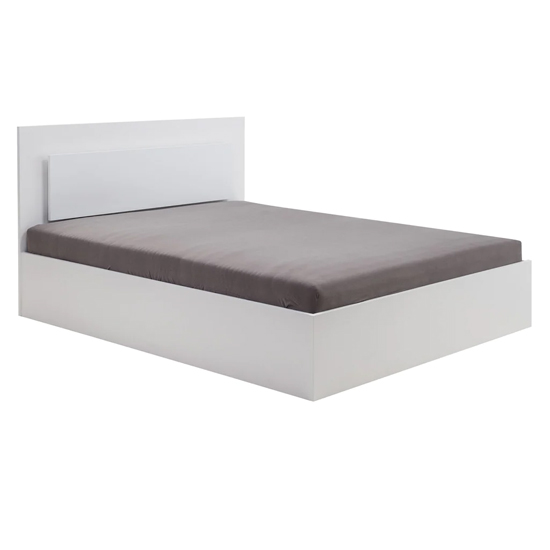 Read more about Senoia high gloss ottoman king size bed in white with led
