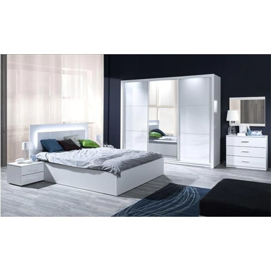 Senoia Set Of 2 High Gloss Bedside Cabinets In White