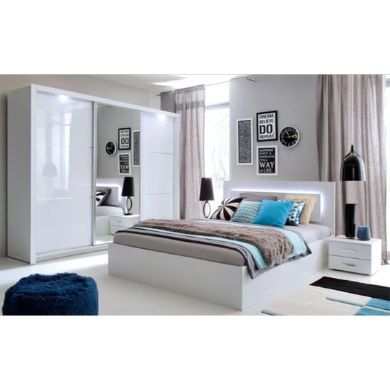 Senoia Set Of 2 High Gloss Bedside Cabinets In White