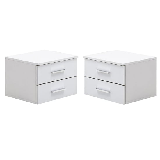 Senoia Set Of 2 High Gloss Bedside Cabinets In White
