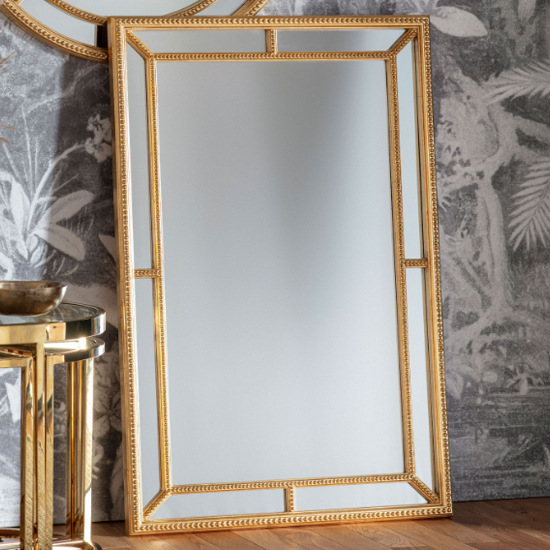 Sentara Rectangular Wall Mirror In Gold Frame Furniture in Fashion