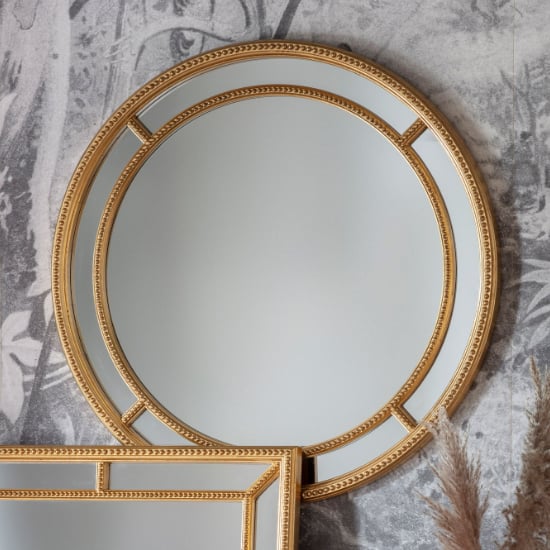 Sentara Round Wall Mirror In Gold Frame
