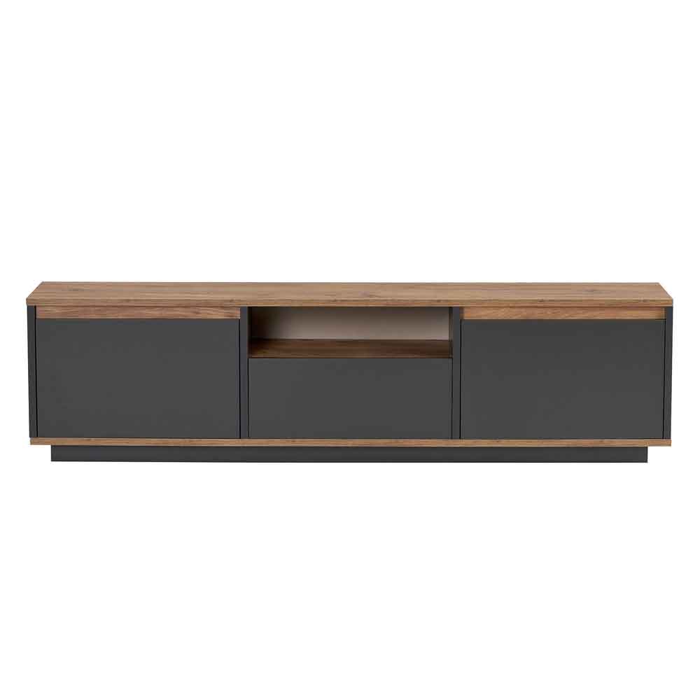 Sentinel Wooden TV Stand with 3 Doors in Anthracite and Atlantic Pine