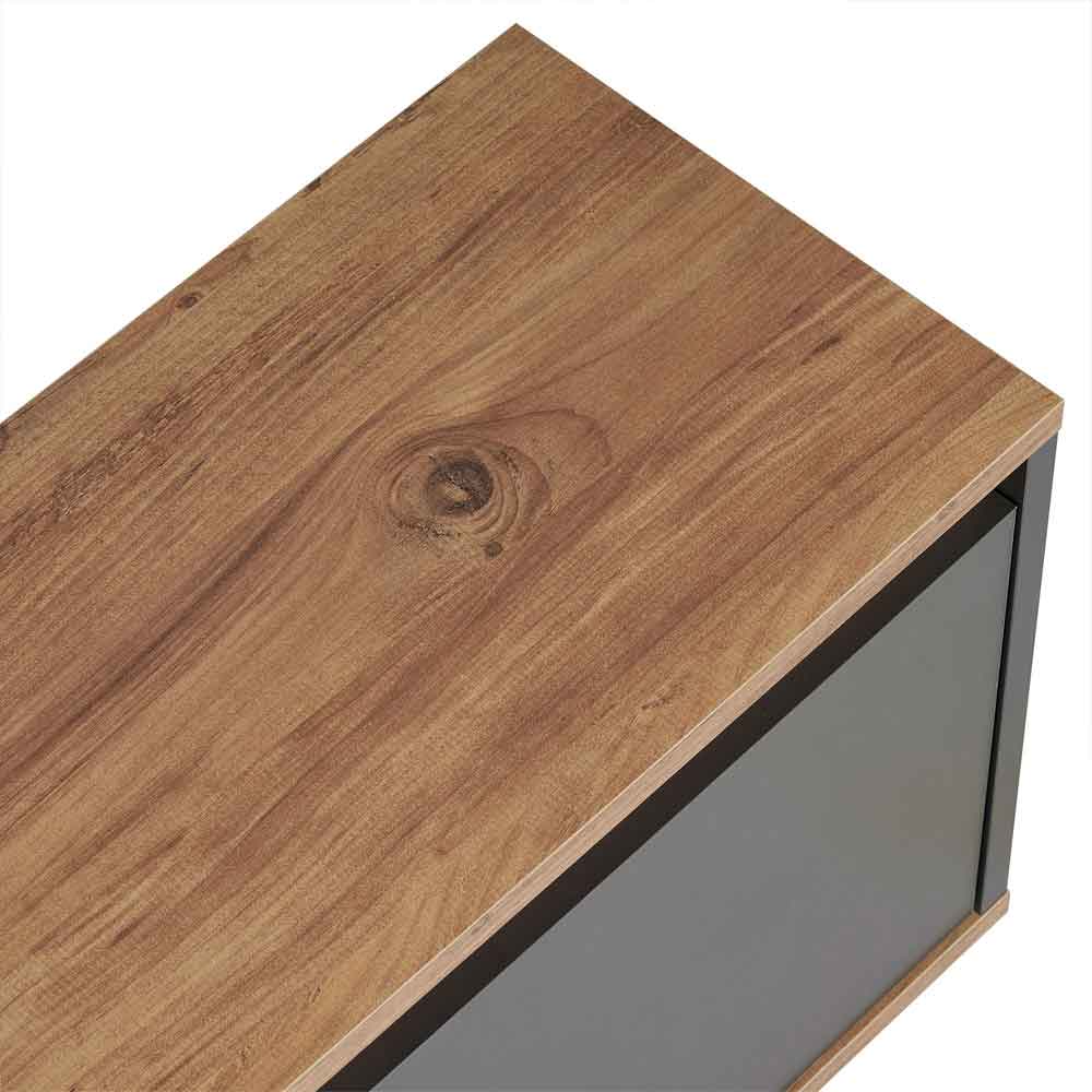 Sentinel Wooden TV Stand with 3 Doors in Anthracite and Atlantic Pine