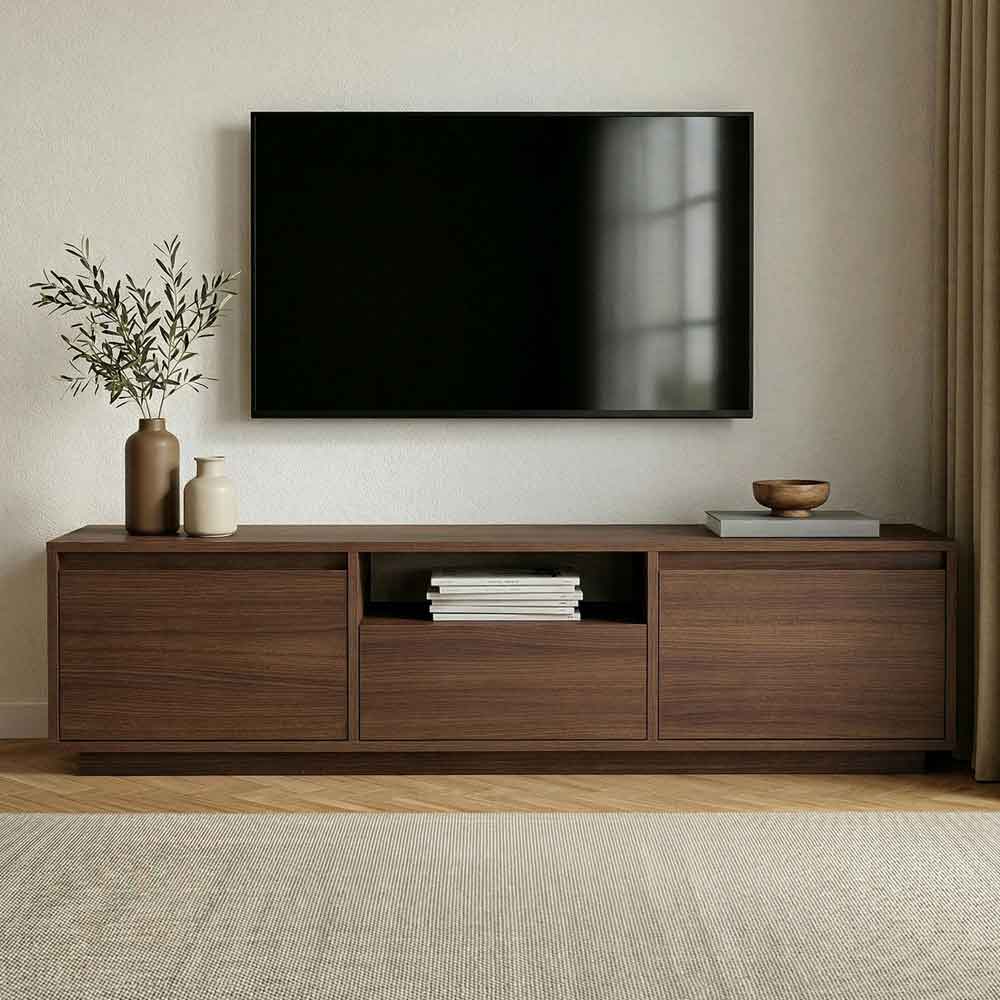 Sentinel Wooden TV Stand with 3 Doors in Milano Walnut