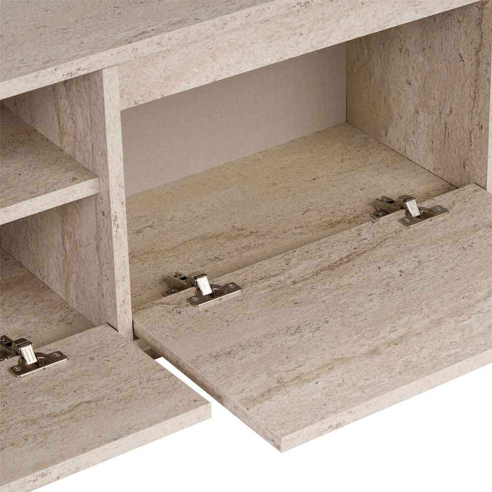 Sentinel Wooden TV Stand with 3 Doors in Travertine Marble Effect