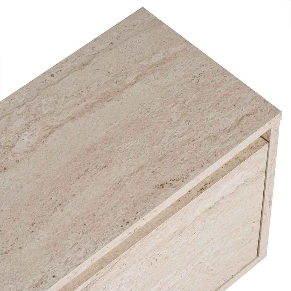 Sentinel Wooden TV Stand with 3 Doors in Travertine Marble Effect