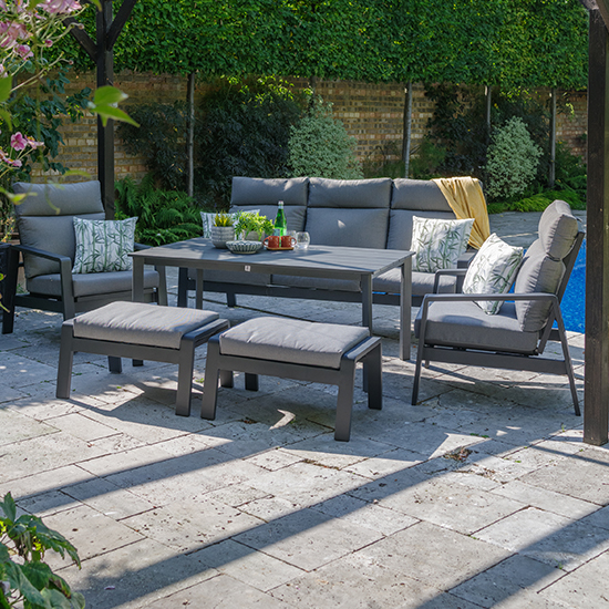 Sentra Outdoor Lounge Dining Set In Grey Furniture in Fashion