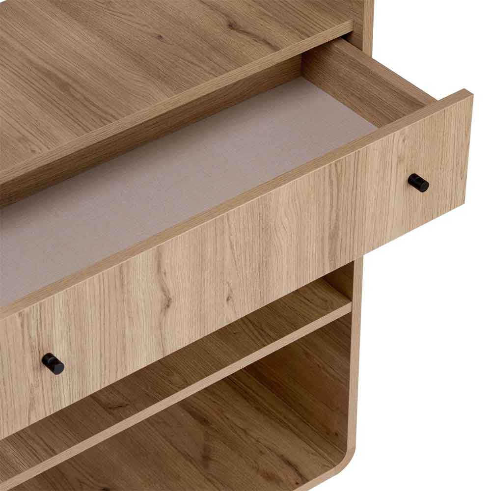 Senza Wooden Display Cabinet with 1 Drawer in Sepet Oak