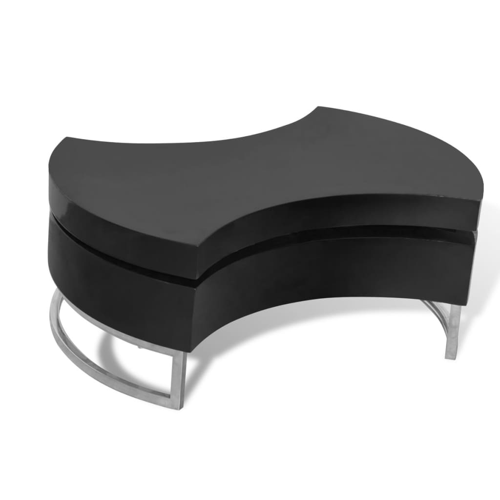 Seok High Gloss Adjustable Shape Coffee Table In Black