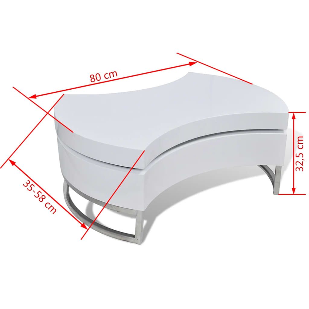 Seok High Gloss Adjustable Shape Coffee Table In White
