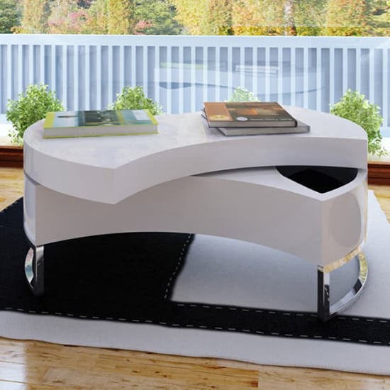 Photo of Seok high gloss adjustable shape coffee table in white