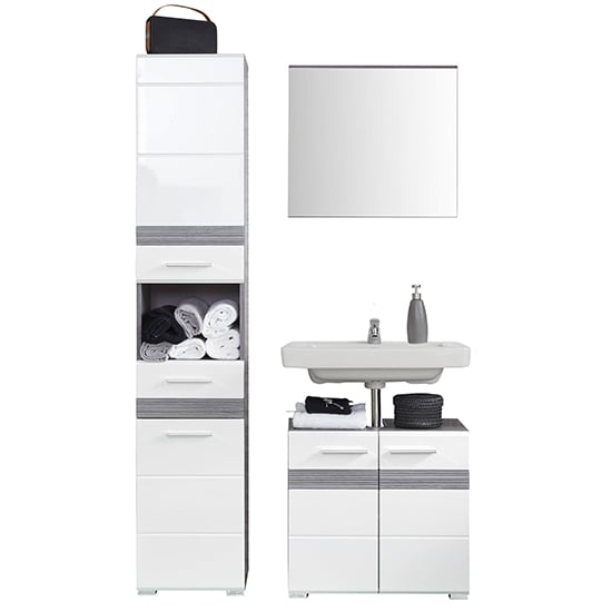 Seon Bathroom Funiture Set 2 In Gloss White And Smoky Silver_2