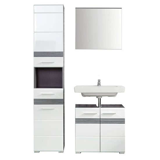 Seon Bathroom Funiture Set 2 In Gloss White And Smoky Silver_3