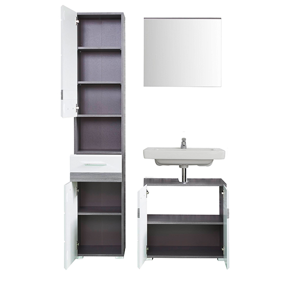 Seon Bathroom Funiture Set 2 In Gloss White And Smoky Silver_4