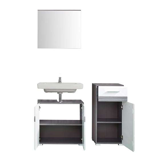 Seon Bathroom Funiture Set 3 In Gloss White And Smoky Silver_3