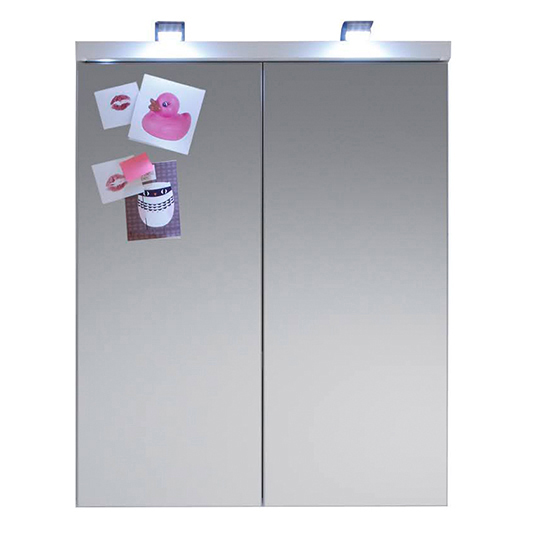 Seon LED Bathroom Funiture Set 12 In Gloss White Smoky Silver_3