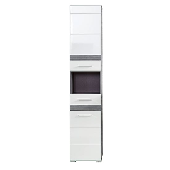 Seon LED Bathroom Funiture Set 5 In Gloss White And Smoky Silver_3