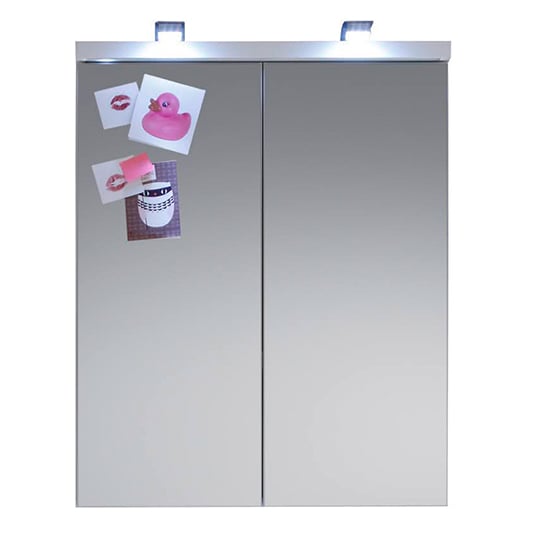 Seon LED Bathroom Funiture Set 5 In Gloss White And Smoky Silver_4