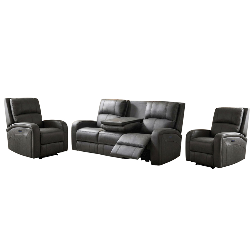 Seoul Fabric Electric Recliner 3+1+1 Seater Sofa Set in Grey