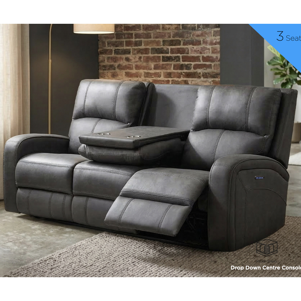 Seoul Fabric Electric Recliner 3+1+1 Seater Sofa Set in Grey
