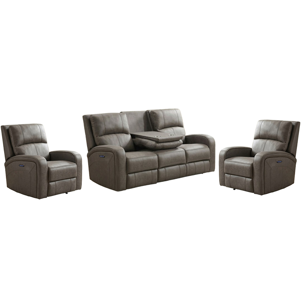 Seoul Fabric Electric Recliner 3+1+1 Seater Sofa Set in Taupe