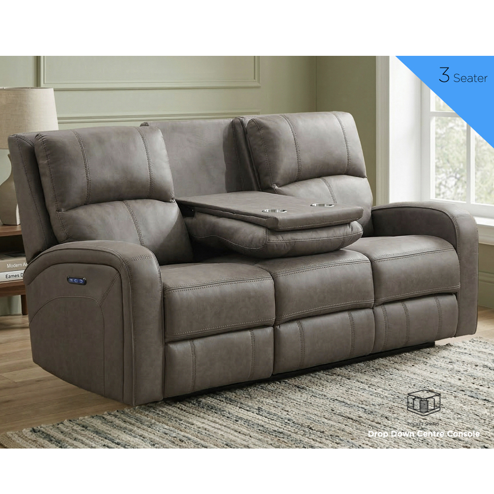 Seoul Fabric Electric Recliner 3+1+1 Seater Sofa Set in Taupe