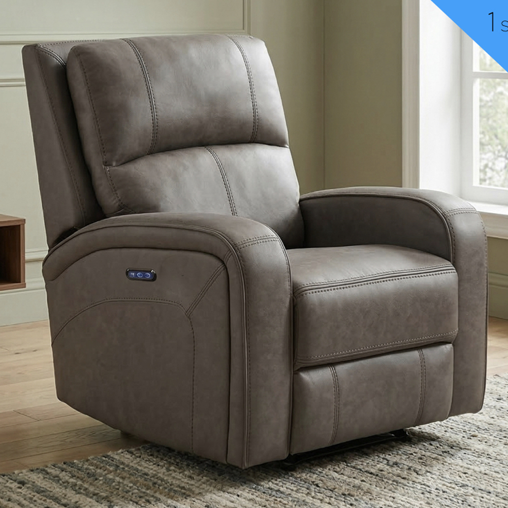 Seoul Fabric Electric Recliner 3+1+1 Seater Sofa Set in Taupe