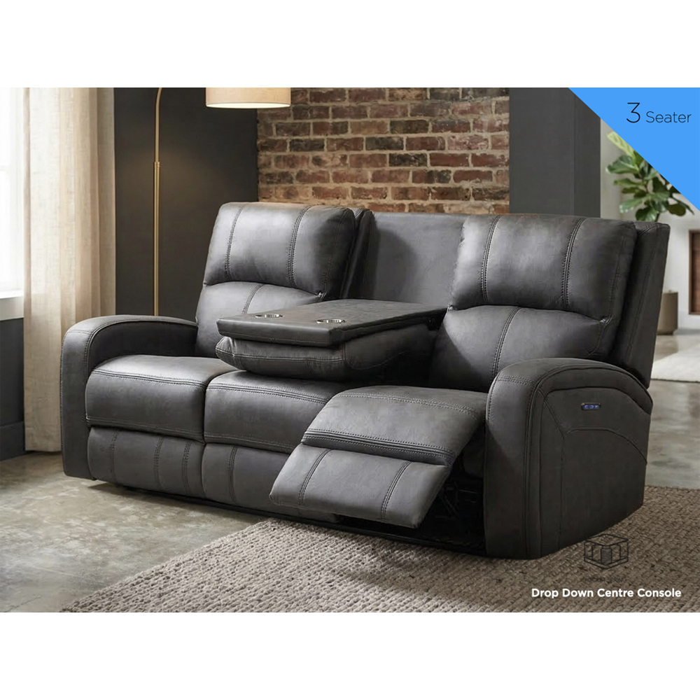 Seoul Fabric Electric Recliner 3+2 Seater Sofa Set in Grey