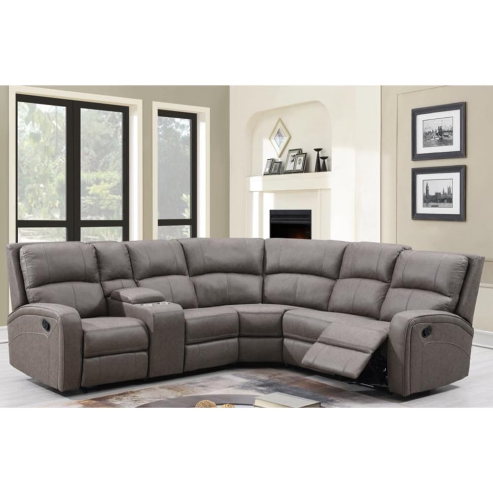Seoul Fabric Recliner Corner Sofa Suite In Taupe