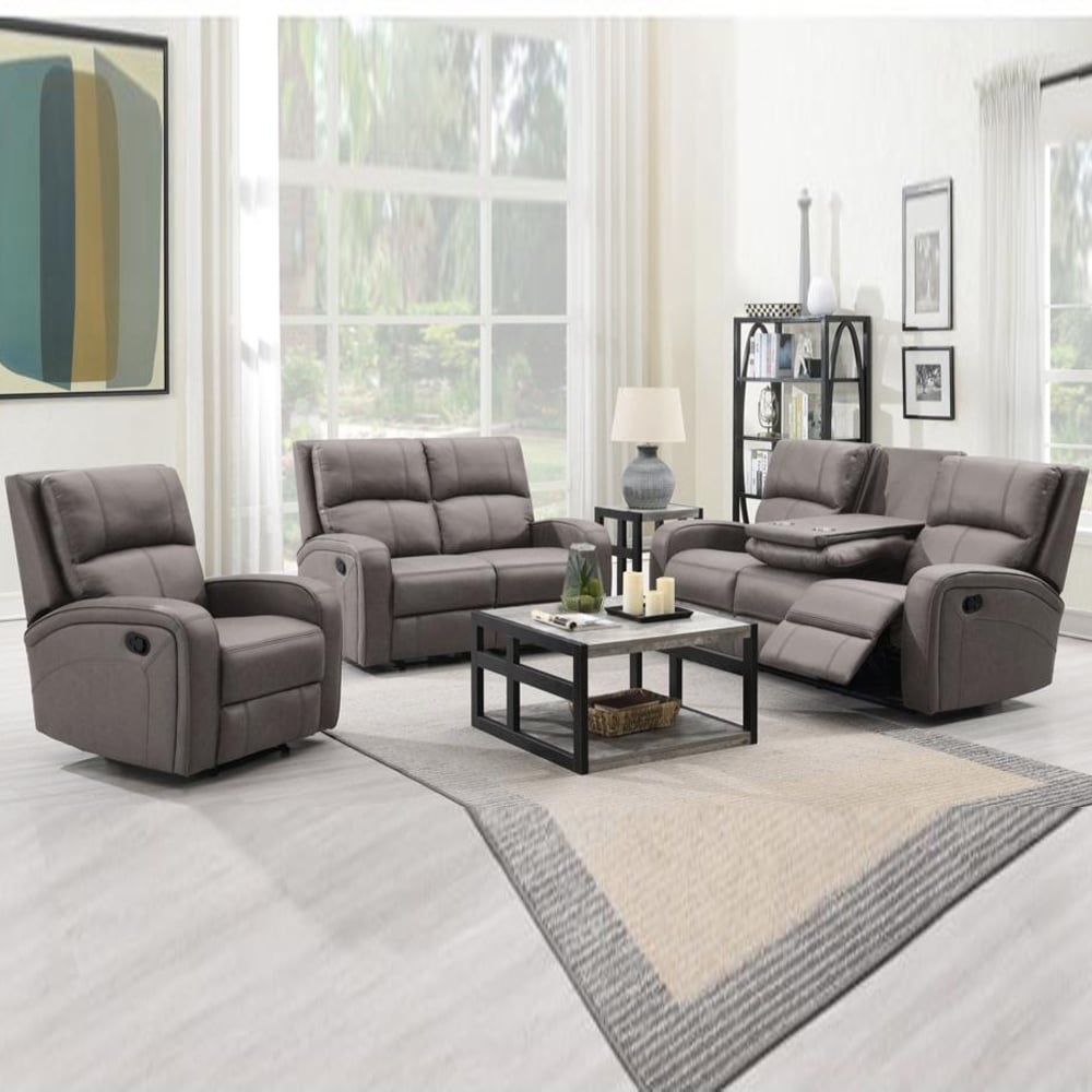 Seoul Fabric Recliner Sofa Suite In Taupe