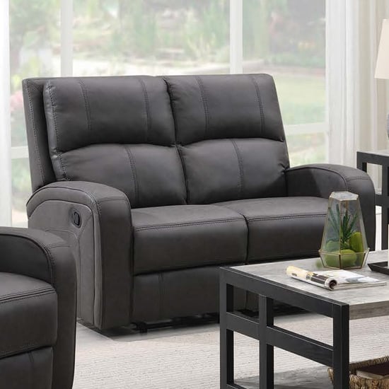 Seoul Manual Recliner Fabric 2 Seater Sofa In Grey