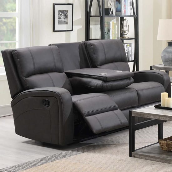 Read more about Seoul manual recliner fabric 3 seater sofa in grey