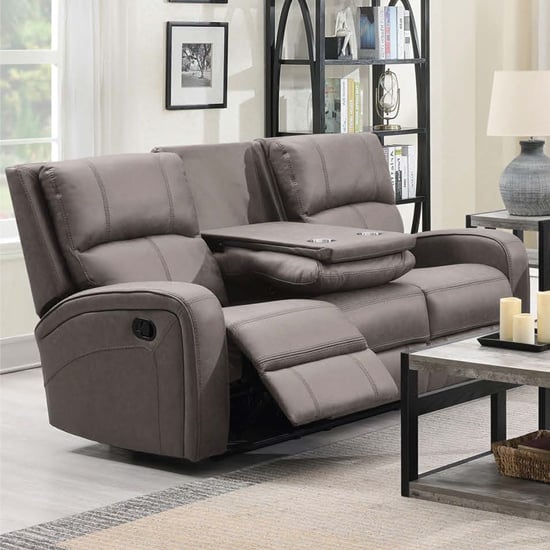 Read more about Seoul manual recliner fabric 3 seater sofa in taupe